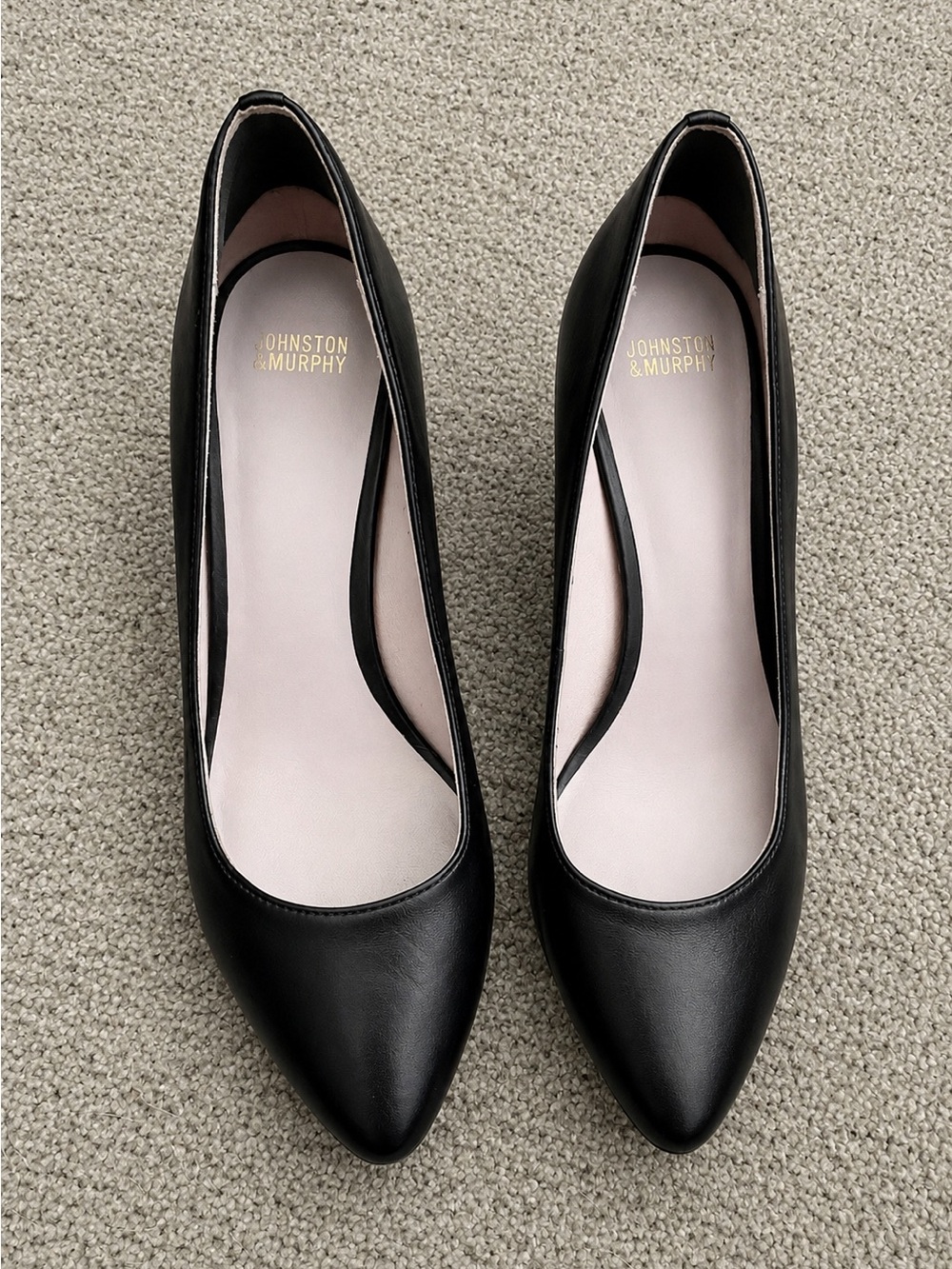 Johnston & Murphy Black Leather Pointed Toe Pumps Heels Women’s Career Shoes